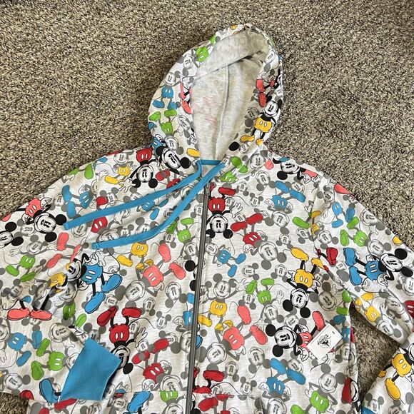 Disney Parks Womens Size L Hoodie Mickey Mouse Allover Prints Sweatshirt Zip New - Picture 3 of 7